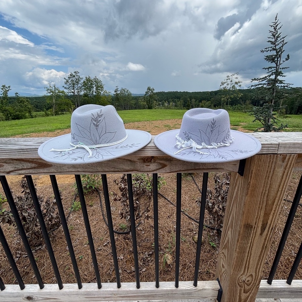 Stylish Gray Wide-Brim Hats mother daughter set